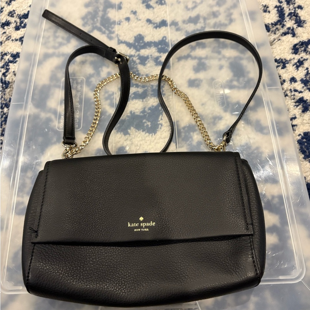 Kate Spade Black Pebbled Leather Crossbody with Chain Strap